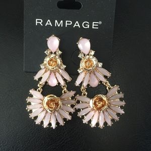 Rampage Pink Peach gold rosettes earrings